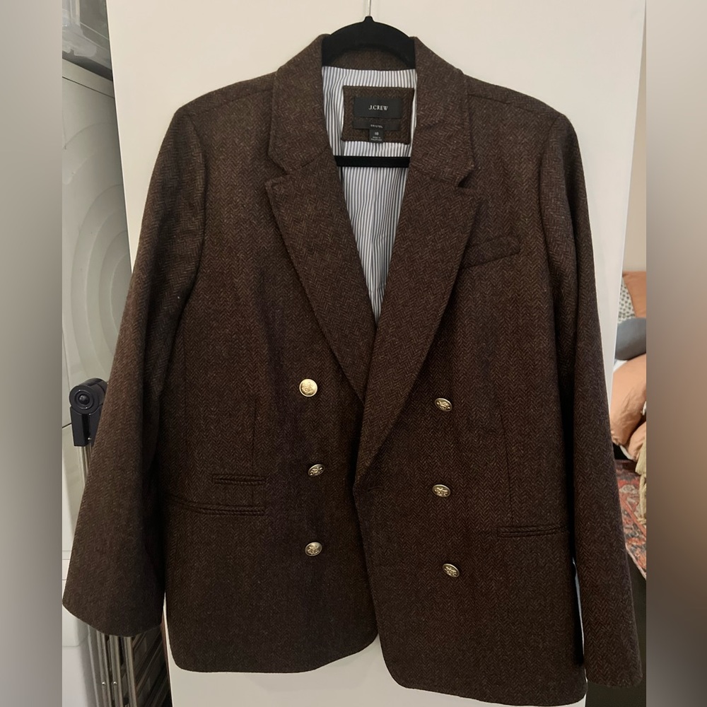 J Crew Double-breasted Wool Blazer in Herringbone - Picture 5 of 6